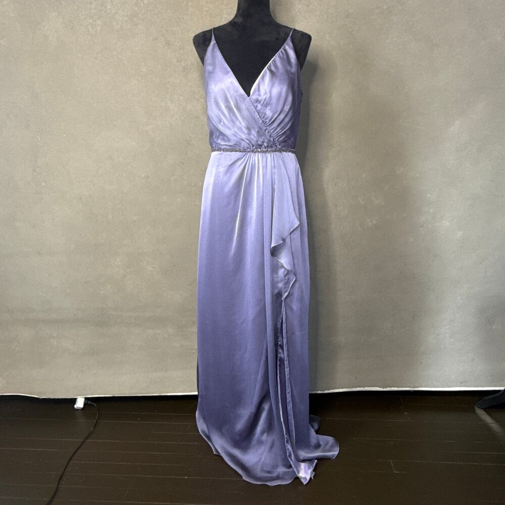 Belsoie Lavender Satin Bridesmaid Dress Formal Gown Size 12